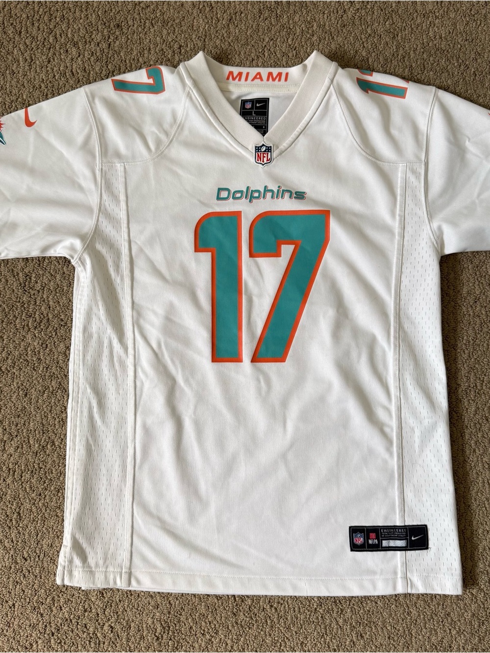 Authentic Nike Miami Dolphins #17 Waddle White Youth Football Jersey